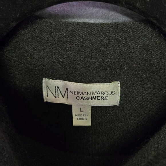 Vintage Neiman Marcus Black Cashmere Turtleneck Sweater L Soft Warm Long Sleeve - Picture 3 of 7